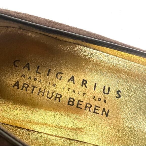 Arthur Beren brown suede loafers with houndstooth front Sz 8.5 N - Picture 6 of 7
